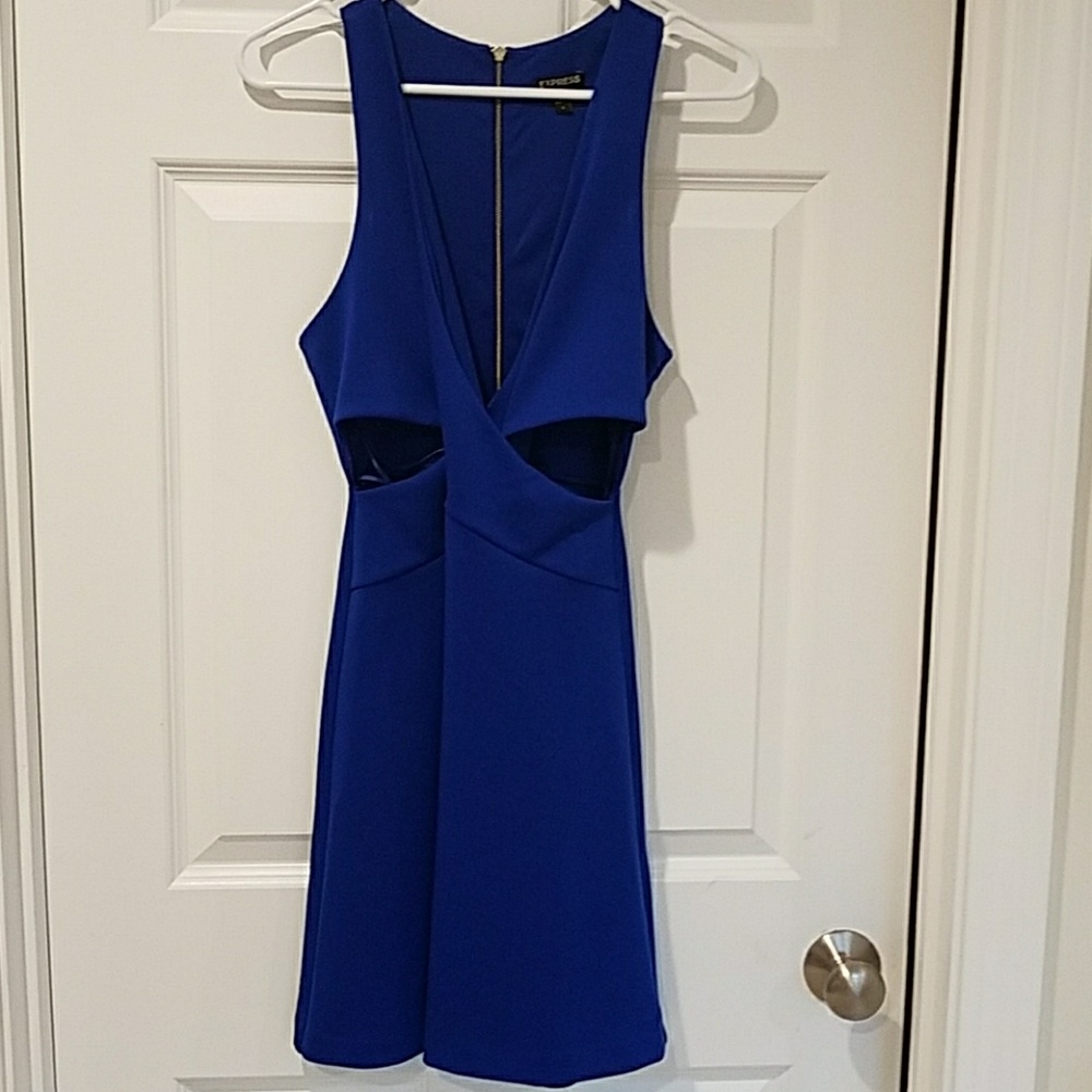 Royal blue express size 4 cut out dress